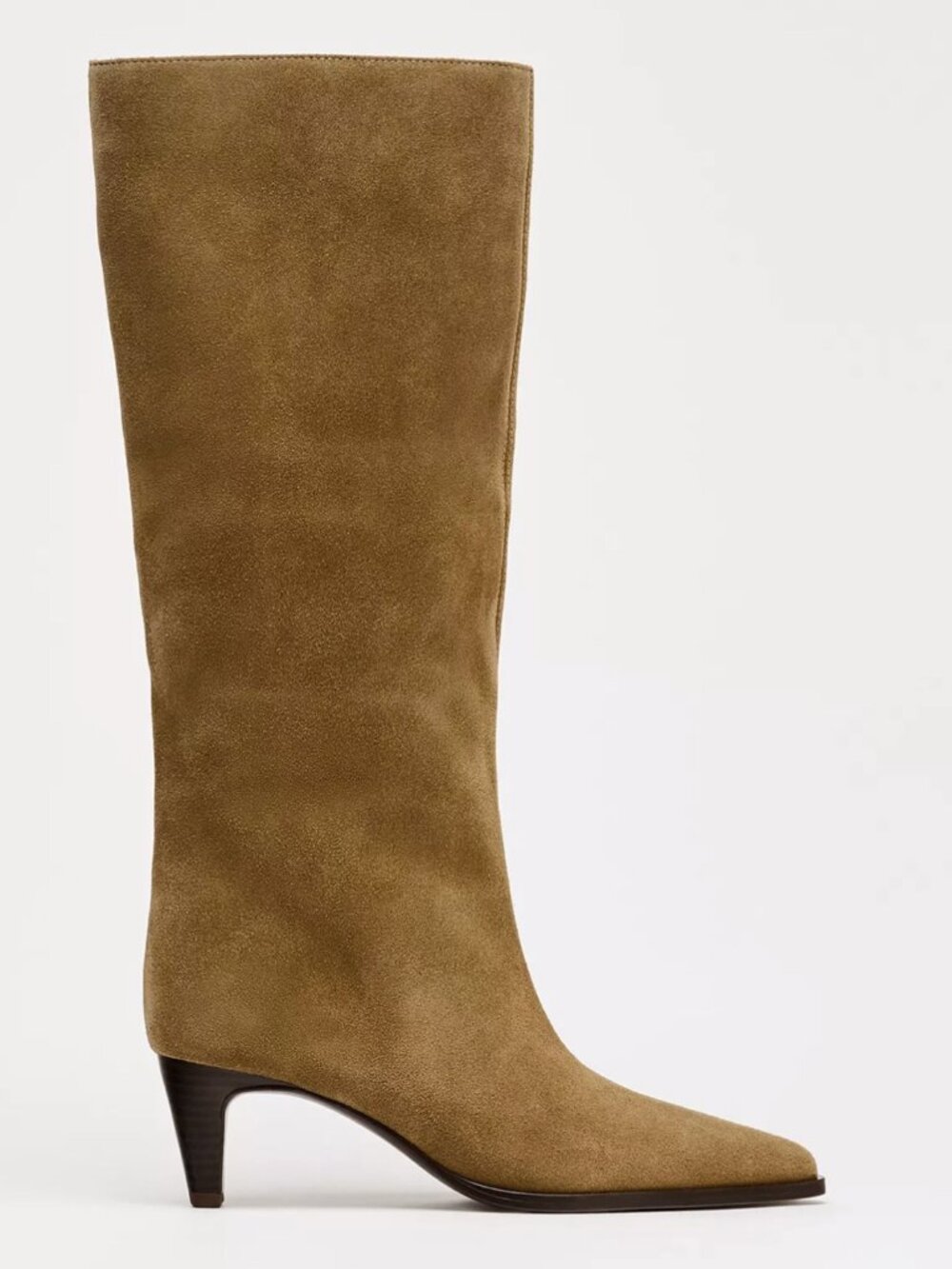ZARA SUEDE BOOTS SLOUCHY PULL ON WARM FALL BOHO LUX NEW EU 41 10